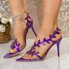 High Heels Women's Summer New Leaf Temperament Celebrity Stiletto Pointed Toe Sandals