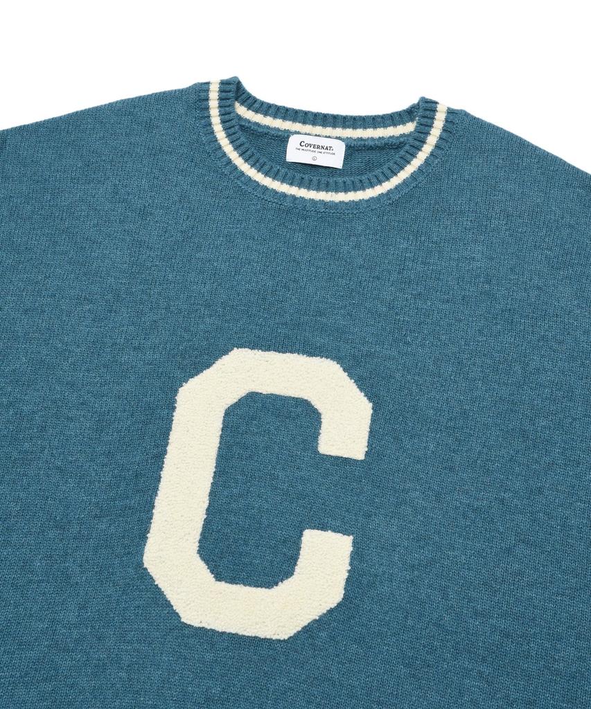 COVERNAT Big C Logo Crewneck Knit Turquoise