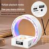 L-35 Bluetooth Speaker with Wireless Charger, Night Light, Clock, and Phone Stand