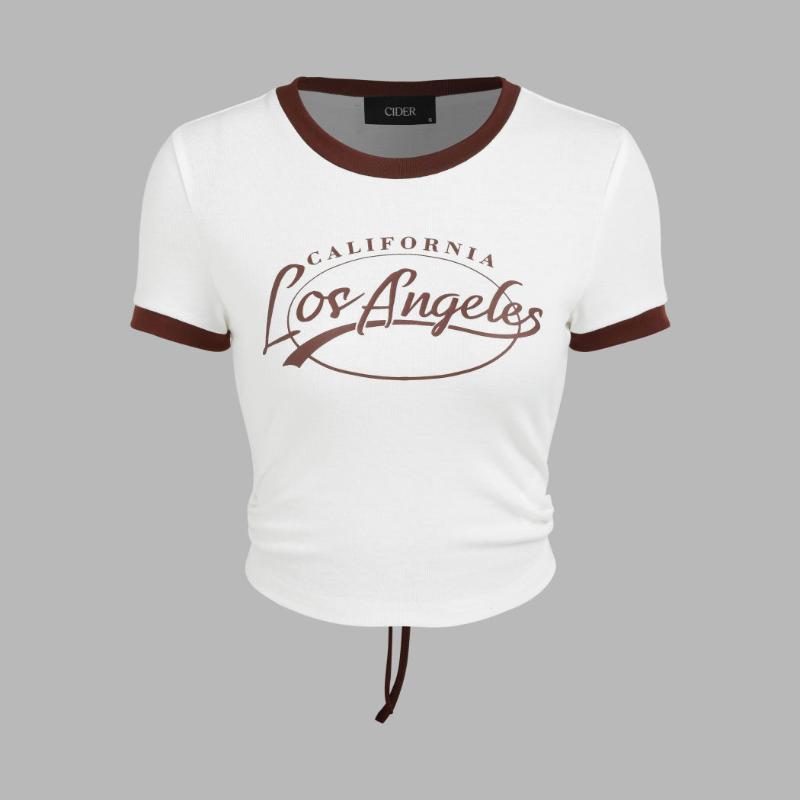 Summer Y2K Women's Sexy Letter Printed Umbilical Strap Top T-shirt