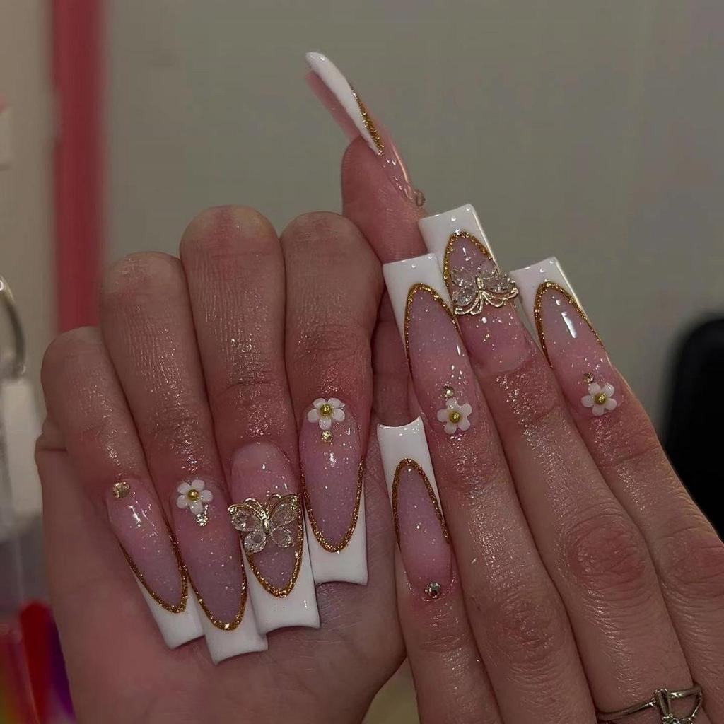 Trendy Cross-Border Rhinestone Nail Art: European/American Bowknot Style Square Nails