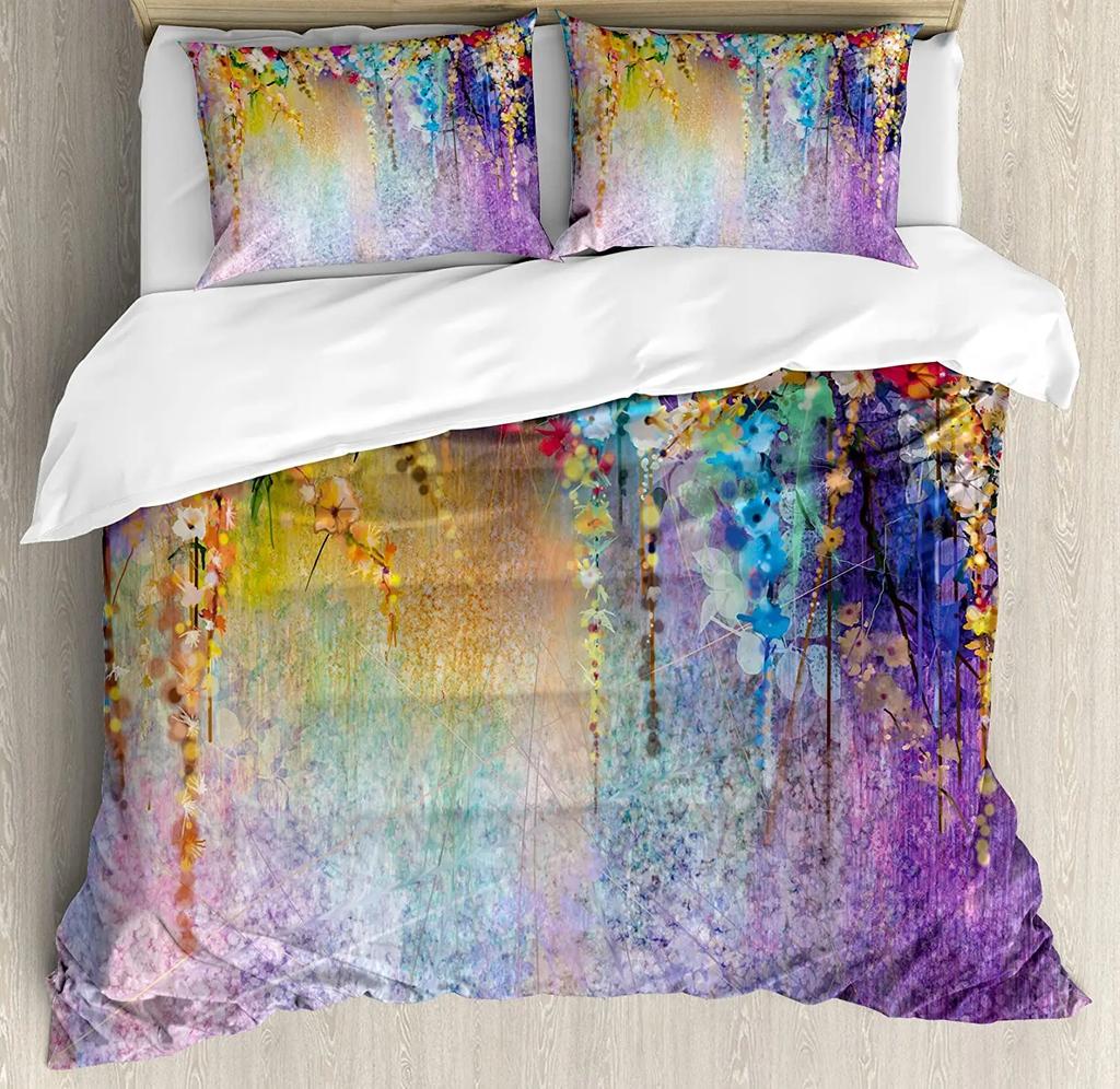 Grey and Yellow Bedding Set For Bedroom Bed Home Street Art Modern Grunge Abstract Design Duvet Cover Quilt Cover And Pillowcase