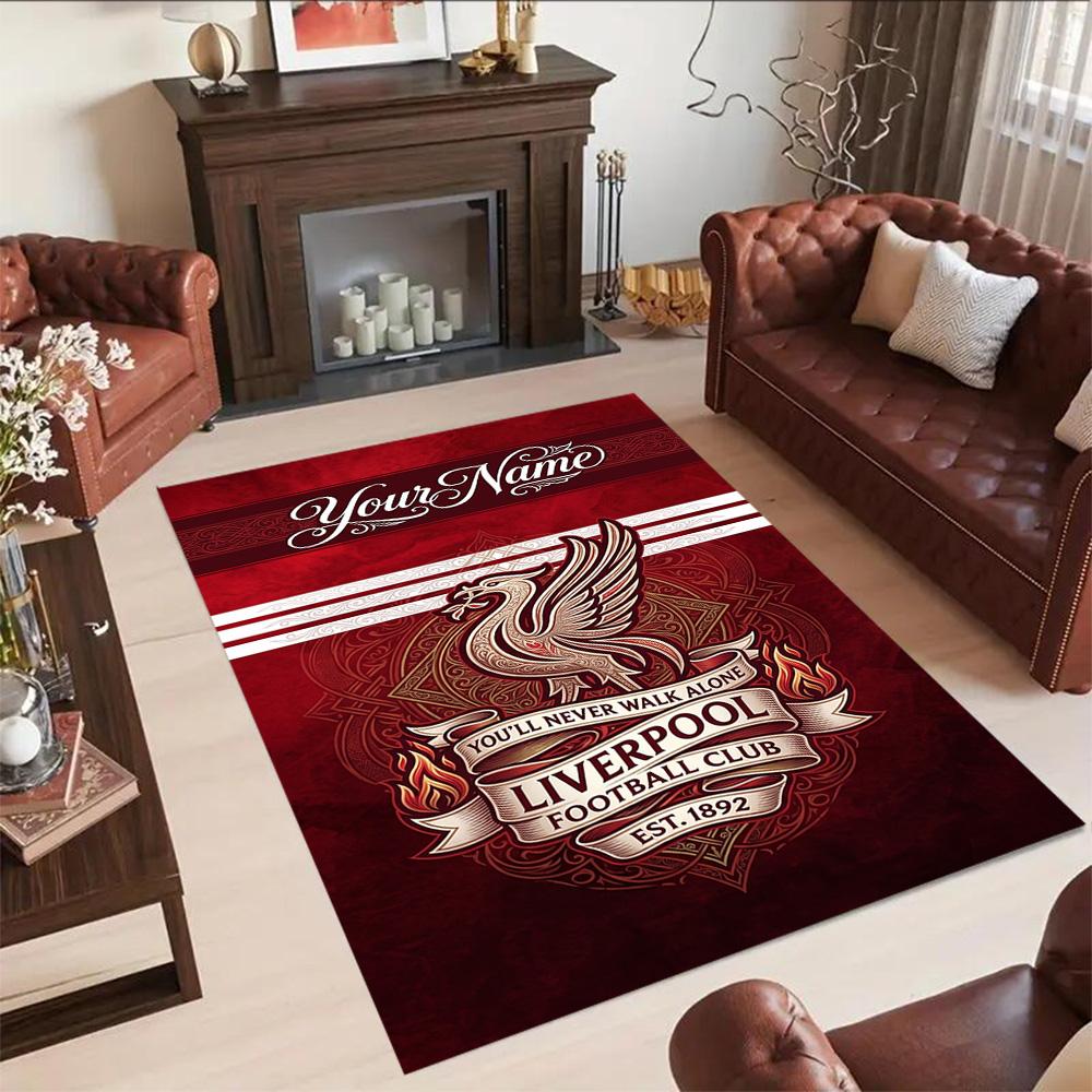 Liverpool Team Personalized Name Floor Rug Office Rug Design For Balcony Bedrooms Foyer Playrooms Antislip Carpet Office Home Decor