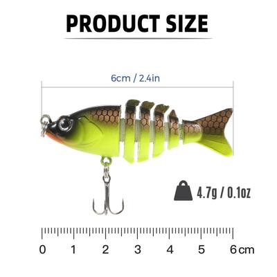 5pcs Swimbait Multi-Articulé 6cm 4.7g 6 Segments Artificiel Réaliste Mini Dur Appât Nageant Crankbait
