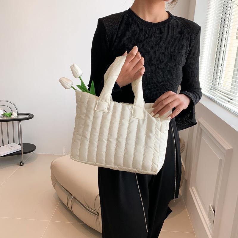 

Bags for Women 2025 New Large Capacity Simple Niche Handbags Women s Cotton Clothes Shoulder Popular Embroidered Tote Bag 36x22x6cm білий