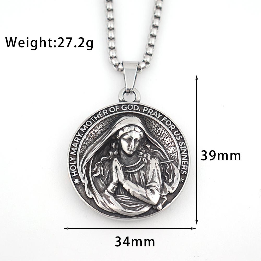 Collana Madonna Trendy Design Fascino Popolare Acciaio Inossidabile Pendente Madonna Madre Ringraziamento Gioielli Religiosi Vintage