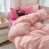 Korean Style Girl Heart Pink Cat Towel Embroidered With Washed Cotton Bedding Set Simple Bed Sheet Hat And Duvet Cover Set