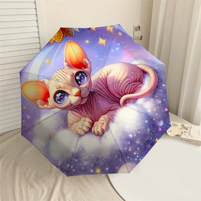 

1PC Sphynx cat Starry sky Umbrella-8-Rib Reinforced, Automatic Open, Lightweight & Durable, Cute Fashion Accessory for Outdoor-P99