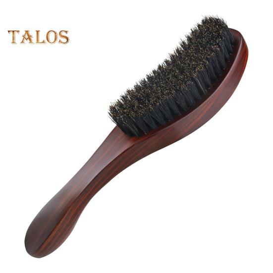 

Мужская щетка для бороды с эргономичной ручкой, нейлоновая щетина кабана, изогнутая волнистая щетка для выпрямления бороды, домашний салон, мужские инструменты для укладки усов коричневый