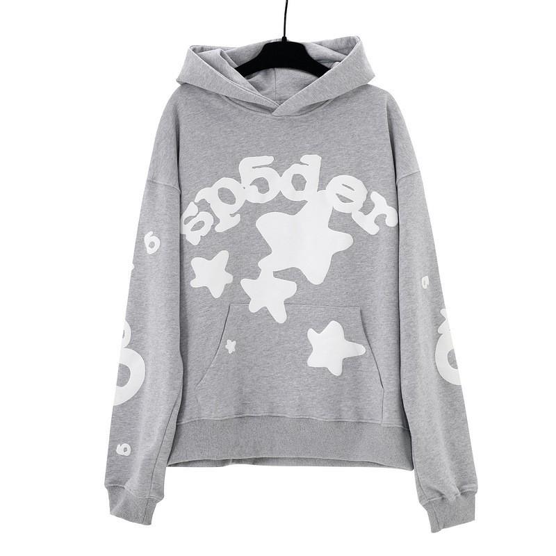 High-Quality Spider Web Foam Print Hoodie Loose Fit Streetwear Sweatshirt Young Men