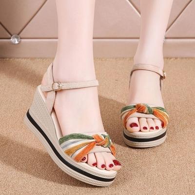 Sandali Donna Novità 2025 Marche Zeppa Con Cinturini Ortopedici Tacco Medio Sandalo Estivo Scarpa Romana Scarpe con Plateau Spiaggia Elegante