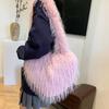 Women Fluffy Shoulder Bag Commuting Shopping Outdoor Travel Crossbody Bags Fashion Portable Female Heart Tote