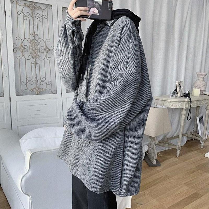 Style Vintage Solid Color Jackets Men's Clothing Long Sleeve Autumn Turn-down Collar Loose Casual Single-breasted Coats