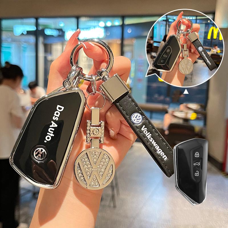 New 3 Buttons TPU Car Smart Remote Key ase Cover Protector Holder Shell For VW Volkswagen Golf 8 MK8 Leon Keychain Auto Acc
