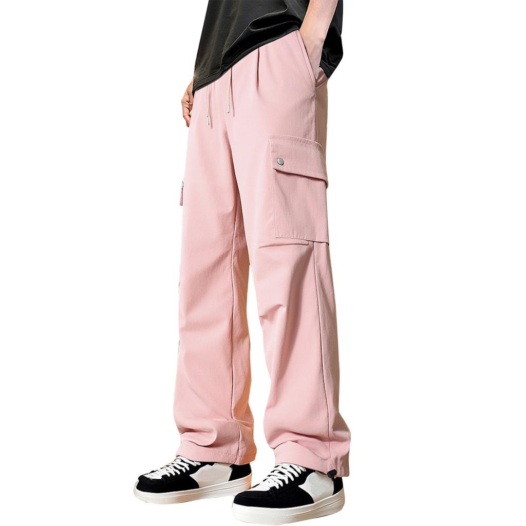 Men's Solid Color Loose Pocket Work Trousers Men's Casual Fashion Work Trousers