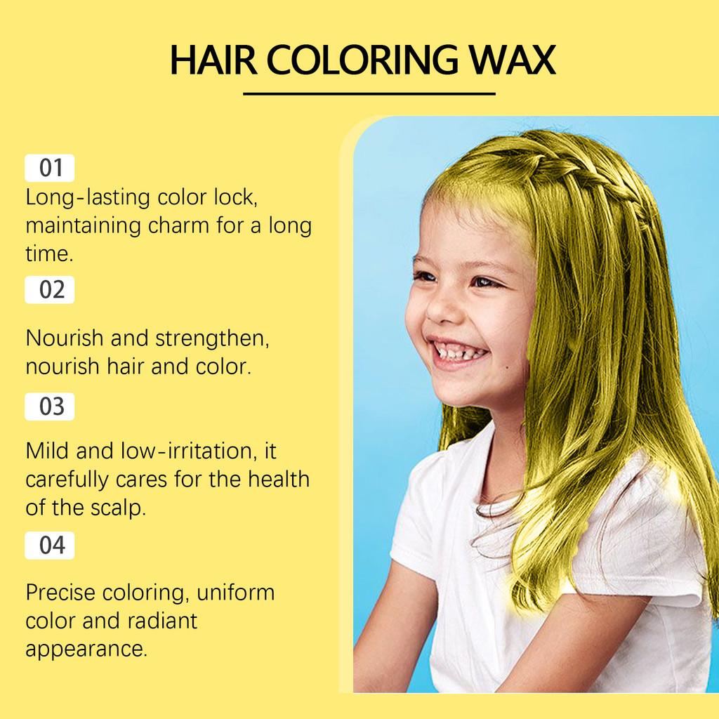 Wiieey Yellow Children's Colorful Hair Wax Natural Nourishing Lasting Color Safe Styling