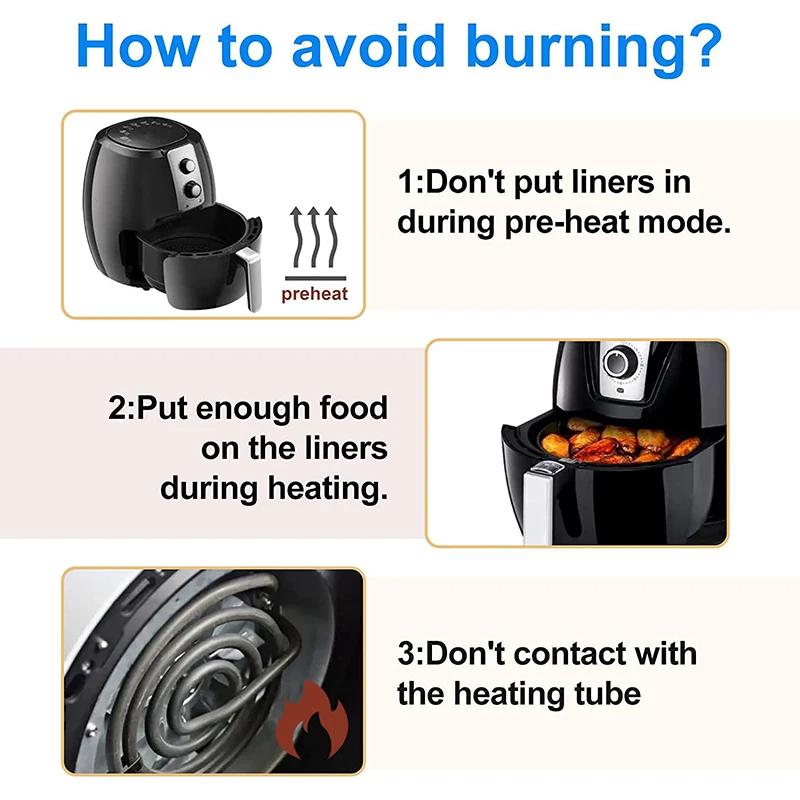 100Pcs Upgraded Air Fryer Parchment Paper Air Fryer Disposable Paper Liner Square Perforated Parchment Papers Kitchen Tools