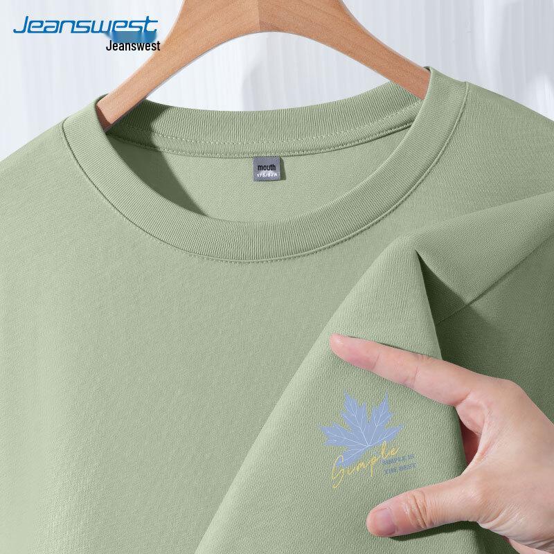 Jeanswest Men's Long Sleeve Cotton T-shirt with Maple Leaf Print