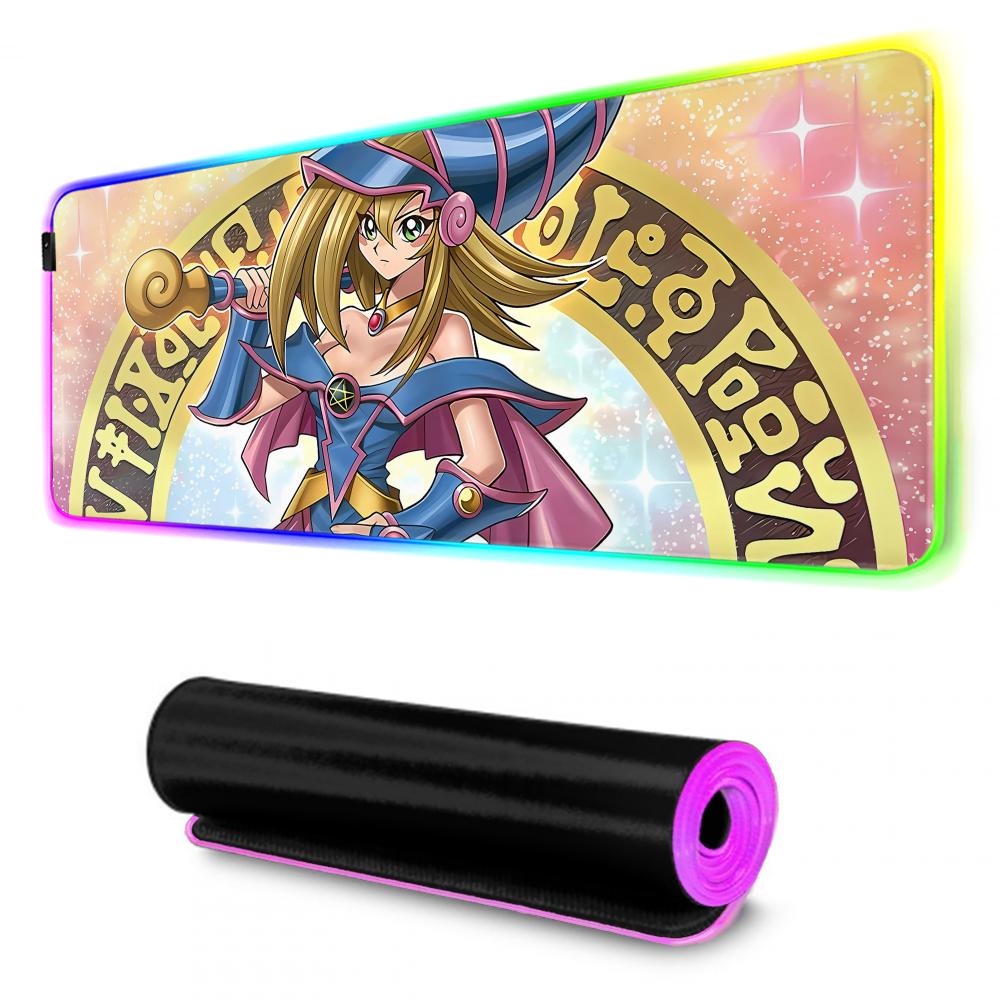 Black Magic Girl Mouse Pad RGB Gaming Mousepad Big LED Pad PC Desk Mat Luminous Mouse Pad Large Keyboard Mats Table Rug With