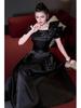 2026 French Spring/Summer Women's Off-Shoulder Embroidered Beaded Formal Gown with Cinched Waist