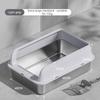 Stainless Steel Cat Litter Box Semi-closed Splash-proof Cat Sandbox Easy Cleaning Cats Toilet High Load-bearing Pet Toilets