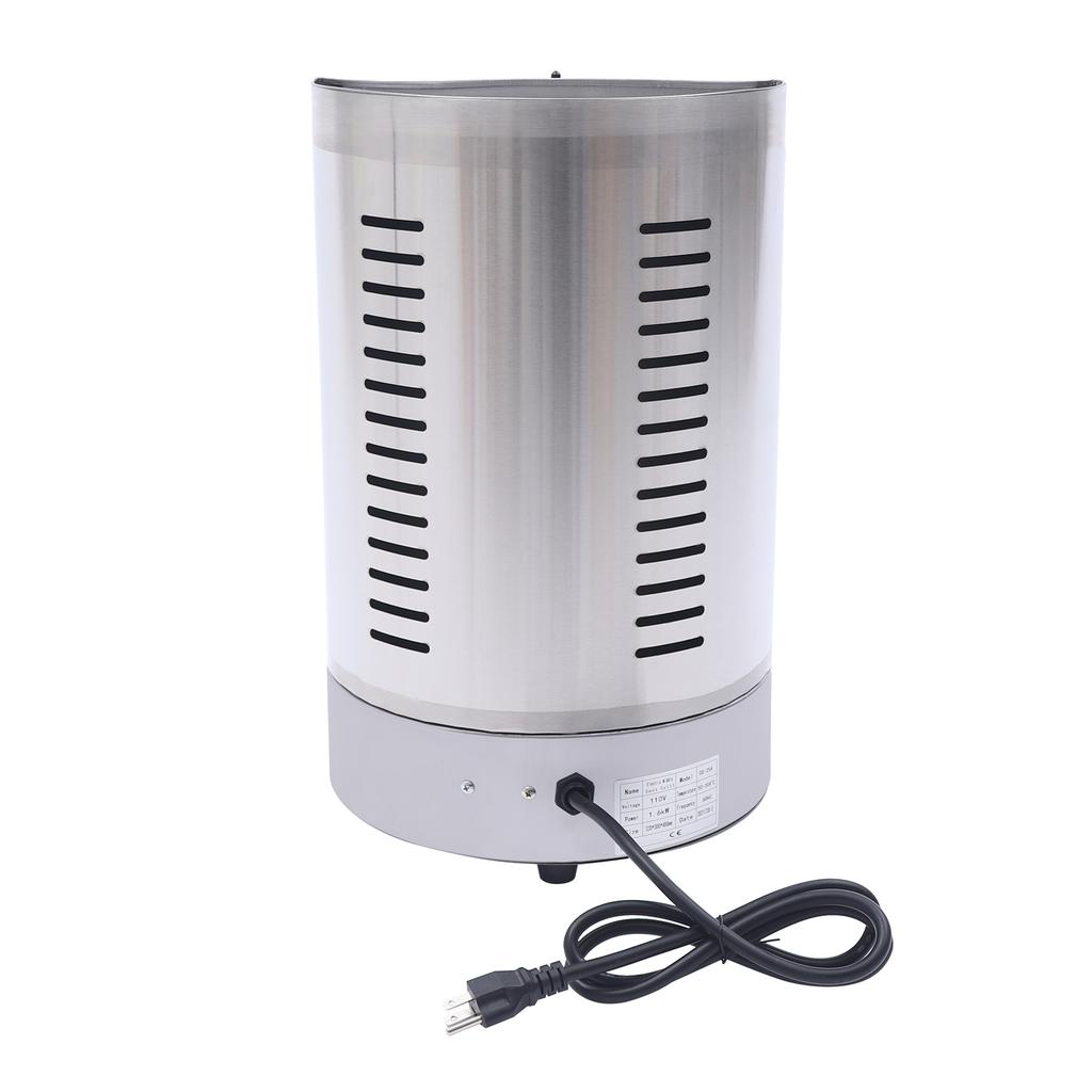 Commercial Electric Shawarma Gyros Rotisserie Grill Automatic Rotating Machine Stainless Steel Two Heating Pipes 3KW Silver