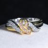 Jewelry Gold-Plated Color-Preserving Hope Ring, Super Flash Diamond Heart Knot Ring.