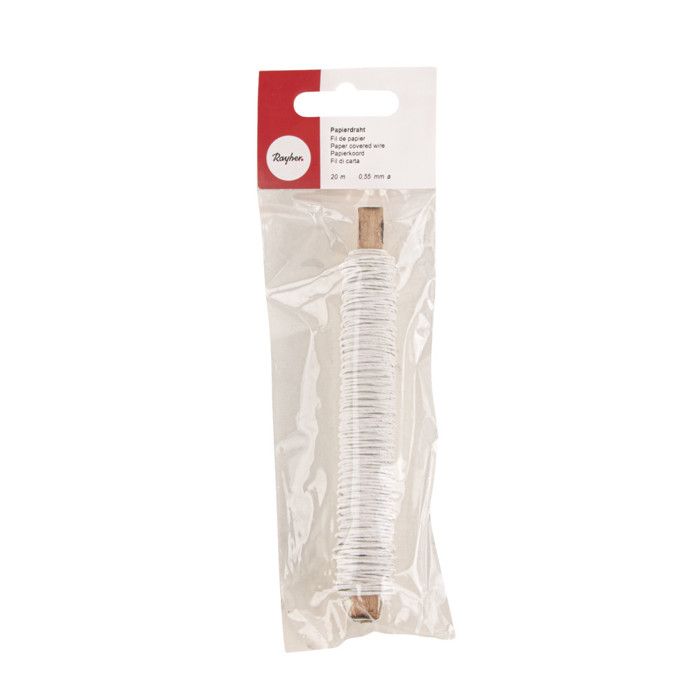 Rayher Hobby Rayher Fil de Papier Enroulé sur du Bois 55 mm Ø, 50 g Blanc - 24116102