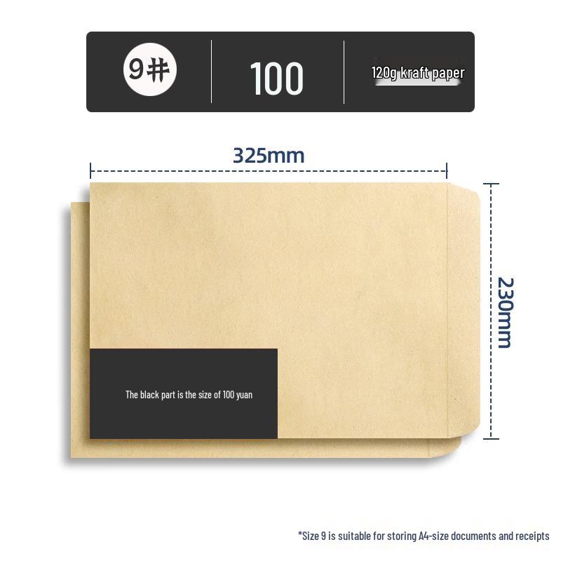 200 Pcs Extra Thick 120g Kraft Paper Envelopes for VAT Invoices and Letters