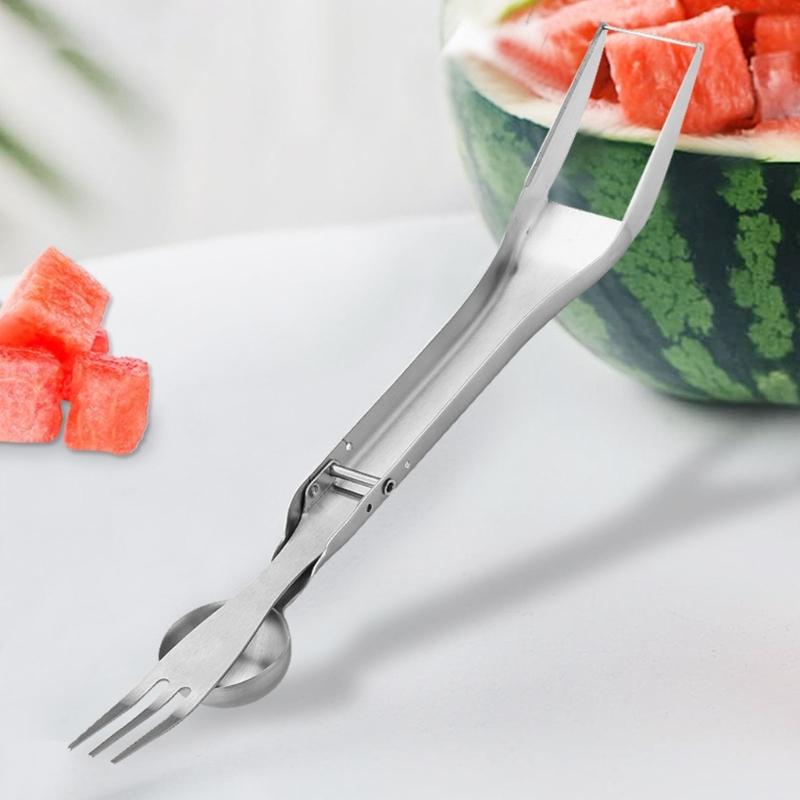2Pcs Melon Cutter With Ergonomic Grip Baller Fork Fruit Slicer For Safe Watermelon Honeydews Slicing And Dicer Tool
