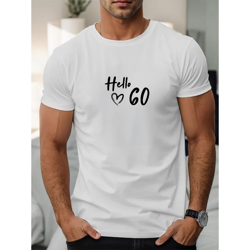 European size Men'S HELLO 60 Pattern Summer Casual Short Sleeve T-Shirt
