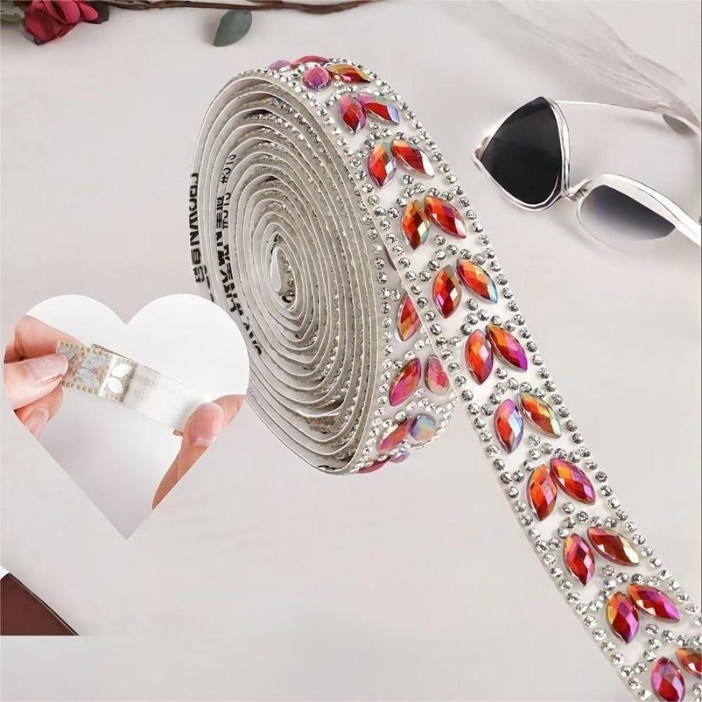 1 Yard Rhinestone Ribbon Self Adhesive Hot Melt Hot Fix Rhinestone AB Color DIY Craft Rhinestone Trim Clothing Accessories
