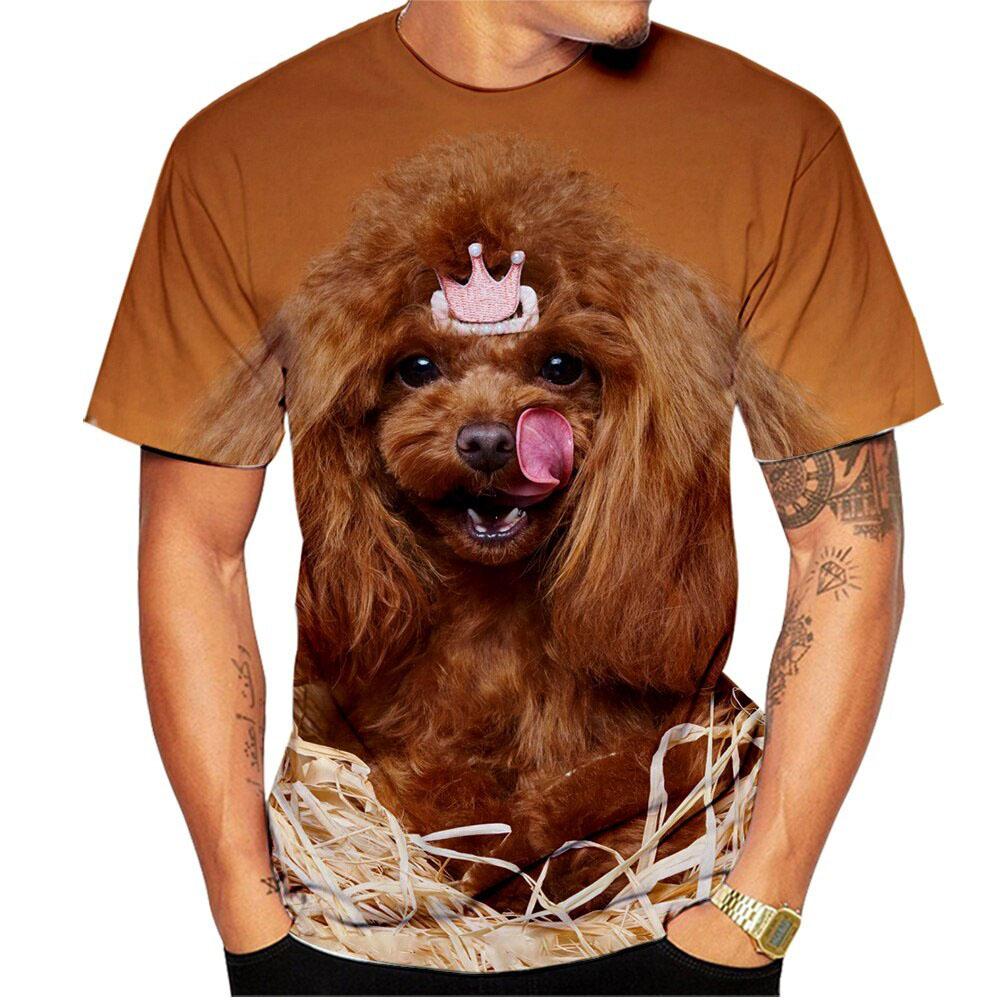 Kawaii Poodle Dog 3D Print Animal T-shirts Men Woman Fashion Streetwear Short Sleeve T Shirt Harajuku Tops Tees Kids Clothing