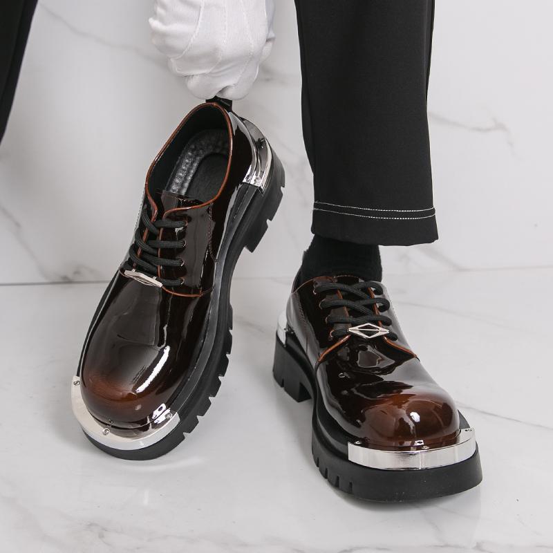 Plus Size Men's Fashion Lace-Up Leather Shoes - Casual Student Board Shoes with Height Increasing Loafers