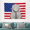 Anime USA Flag Tapestry Elf Character Polyester Wall Hanging for Bedroom Dorm Viral Anime Aesthetic Room Decor
