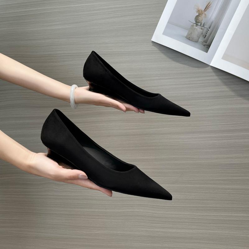 Spring Autumn Fashion Women High Heels Luxury Velvet Shallow Pumps Wedding Party Pointed Toe Single Shoe