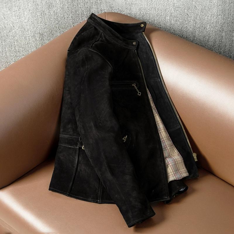 New Genuine Leather Jacket Men Vintage Flight Coat Top Grain Cowhide Uncoated Matte Finish Plus Size