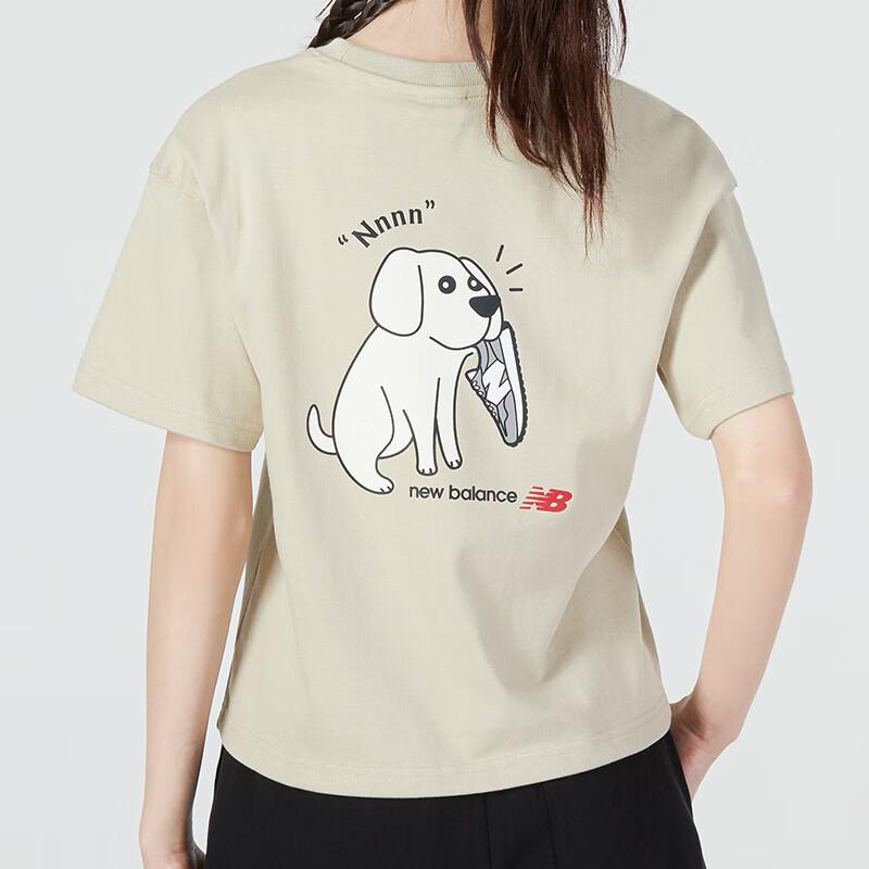 New Balance Set in Sleeve T Shirt Women's Beige (Unisex) T-Shirts AWT22317 LGB