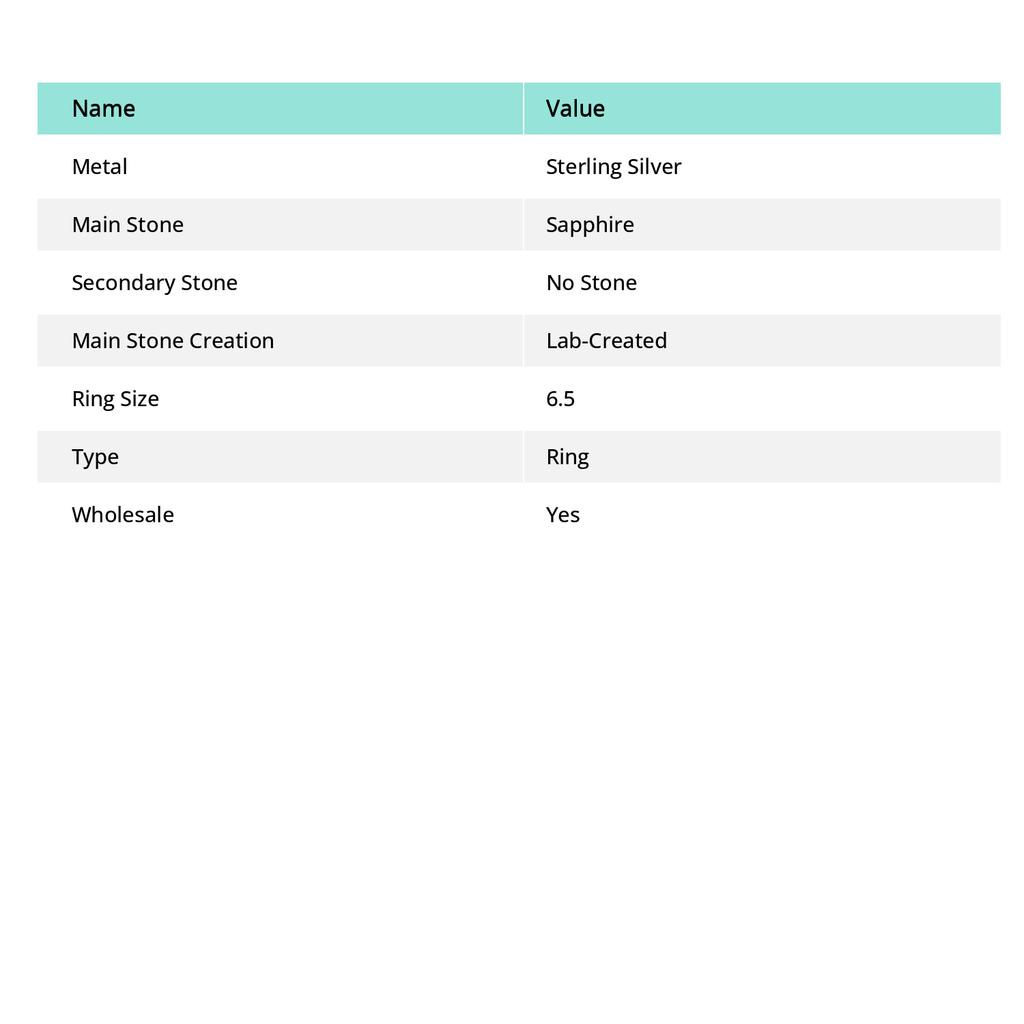 Sapphire(Simulated) Gemstone Handmade 925 Sterling Silver Ring Size 6.5 n8h55