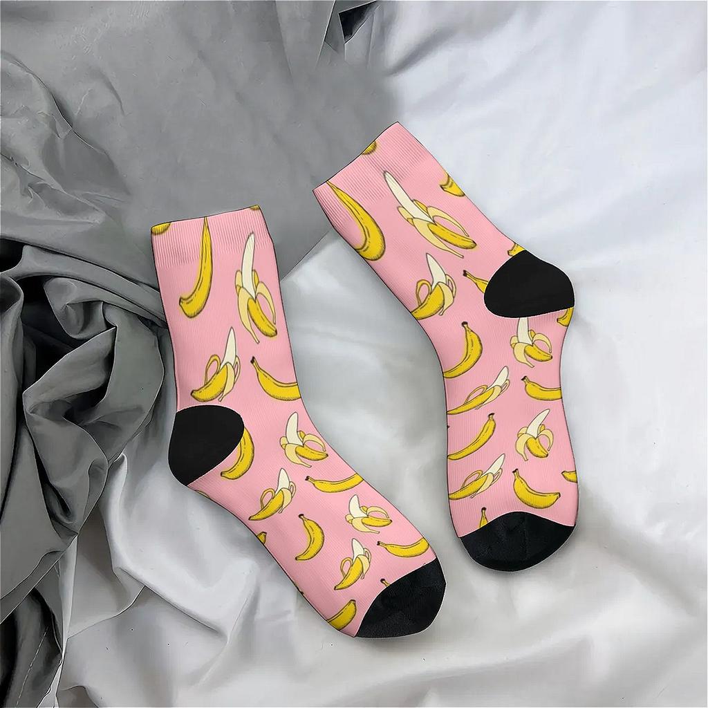 Cartoon Banana Print Pattern Soft Breathable Trend Hip Hop Versatile Low-top Men Socks Suitable Holiday Gifts