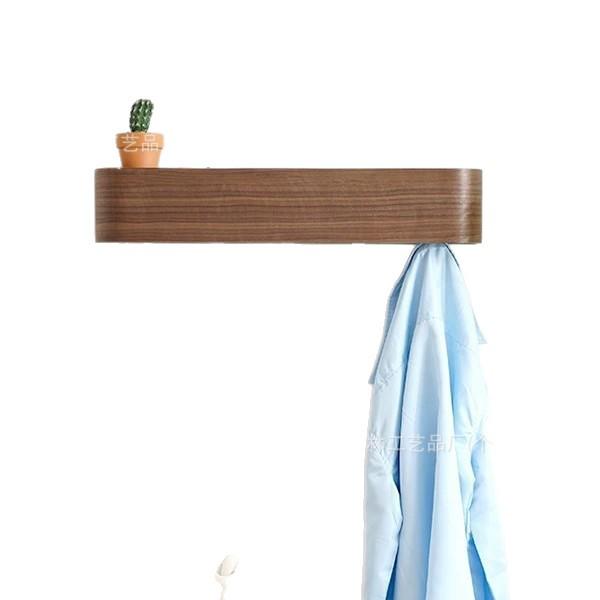 Walnut Wood Wall-Mounted Coat and Hat Rack for Living Room Entryway