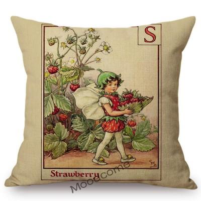 Tarot Alphabet Flower Fairy Baby Nursery Cartoon Art Home Decorative Sofa Throw Pillow Case Lovely Cute Children Cushion Cover