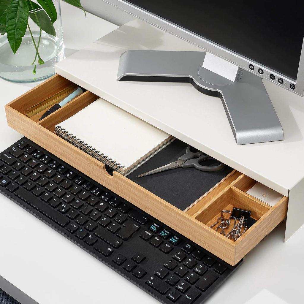 Digital Shoppy IKEA ELLOVEN Monitor Stand with Drawer, White (804.747.83)