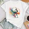 Watercolor Ballerina Print Shirt Bag Baller Dancer Outfit T-shirt Women Summer Clothes Tops Girls Short Sleeve Tee Female Shirts