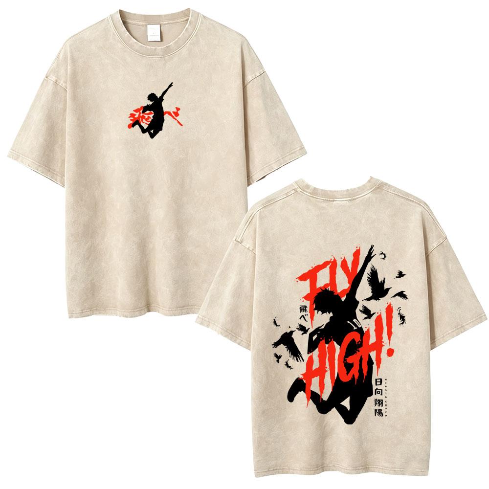 Washed Vintage Anime Haikyuu Kotaro Bokuto T-shirt Retro Manga Oversized T Shirts High Quality Cotton T-shirts Unisex