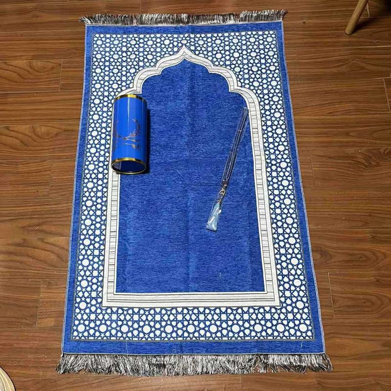 Islamic Prayer Mat Set Prayer Rug with Rosary Bead Storage Tube Travel Worship Blanket Outdoor Muslim Pray Mat Ramadan Gifts New