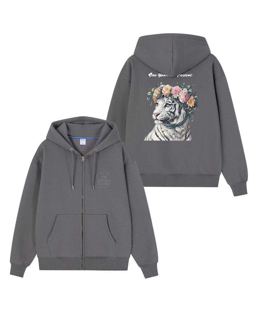 Ohpxharmonia B Flower Crown Fleece Zip-Up Hoodie