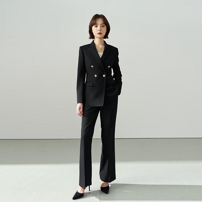Women's Petite Professional Suit Set with Flared Trousers
