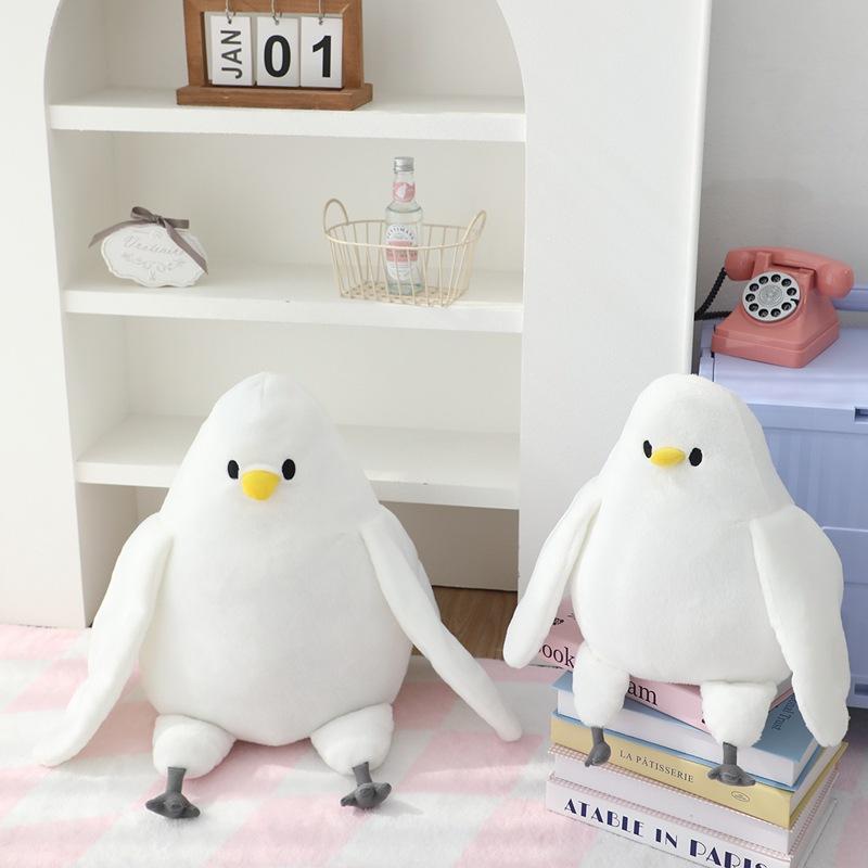 Cute Soft White Little Pigeon Doll Plush Toy Pigeon Doll Children Soothing Doll Birthday Gift