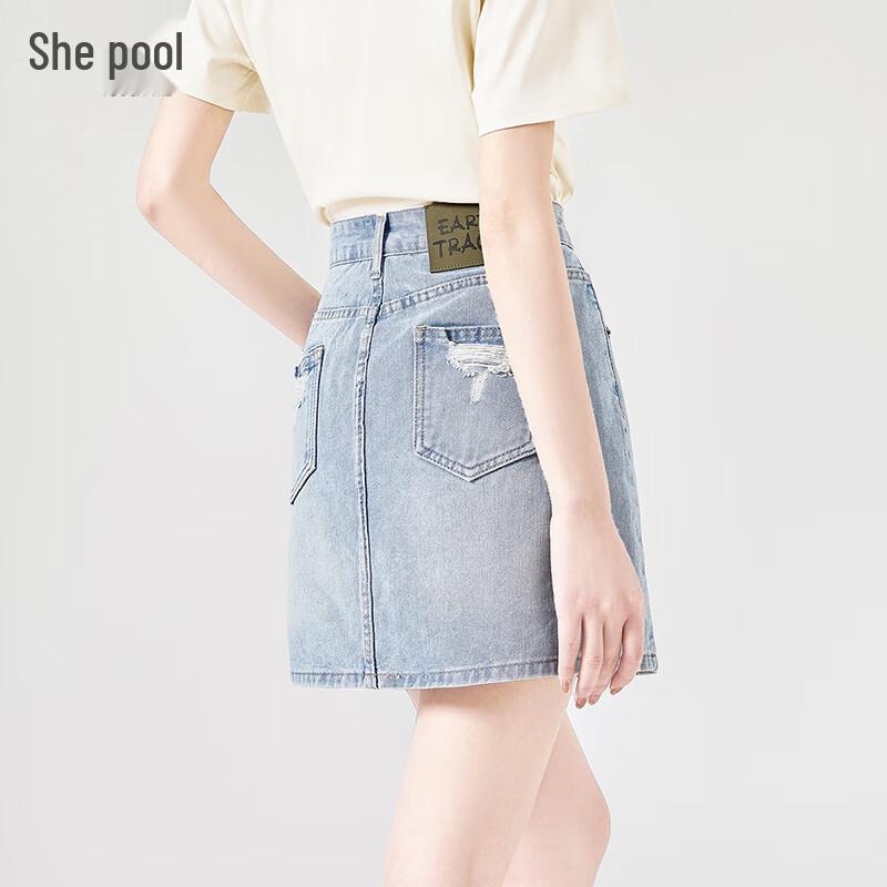 Женская джинсовая мини-юбка А-силуэта с высокой талией, с эффектом потертости XL